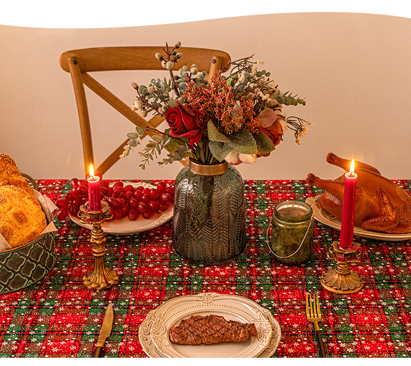 圣诞雪花格子桌布_09