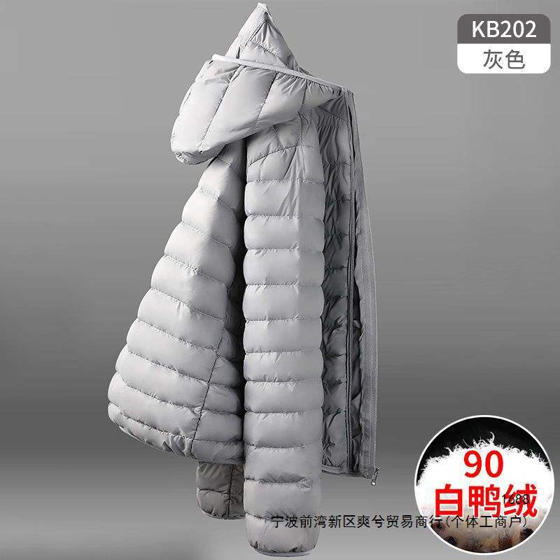 Lightweight short down jacket for men, suitable for autumn and winter, warm, white duck down, stand collar, casual, versatile and trendy.