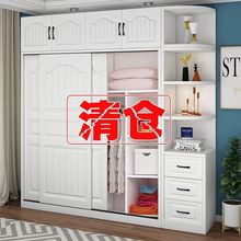 歐式雙門衣櫃家用卧室推拉門簡約現代輕奢組合整體木質移門衣櫥