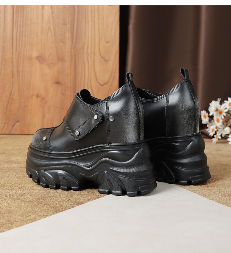 Giày cao gót nữ platform đế dày da thật cổ điển, gót 14 cm — Màu nâu chi tiết 12