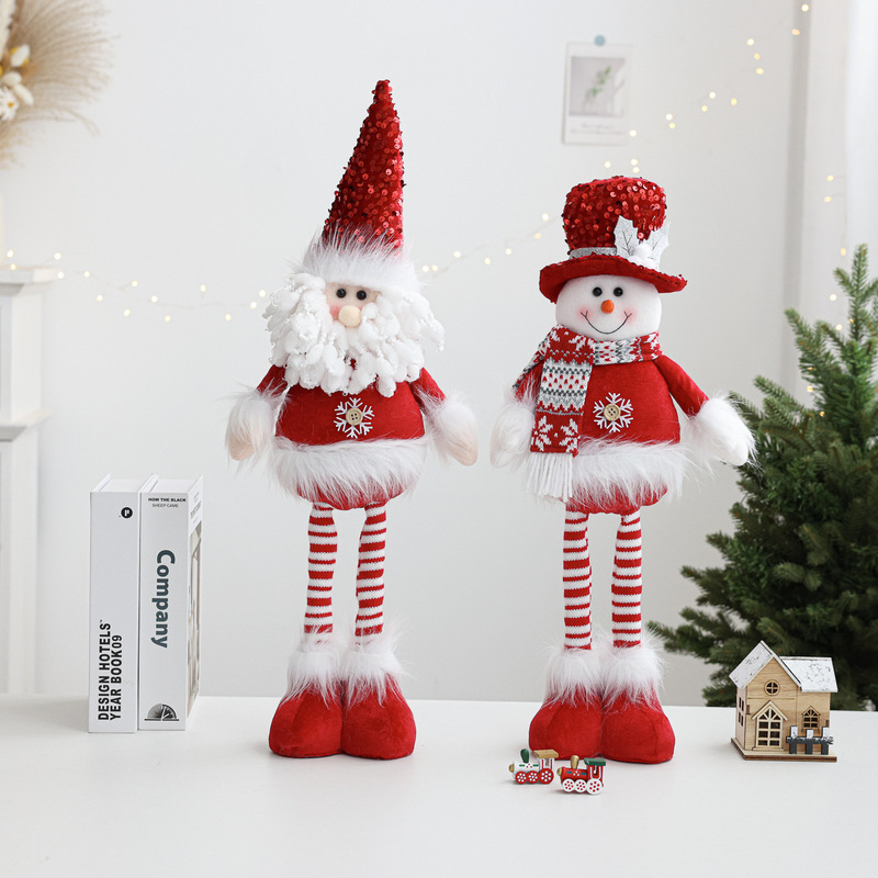 新しいサンタクロース雪だるま格納式人形ニットぬいぐるみ立ち人形クリスマス装飾装飾品|undefined