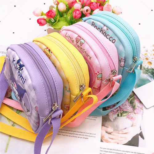 Cartoon children's cross-body shoulder bag Japanese cute Kuromi Pacha dog pudding dog primary school student carry-on storage bag