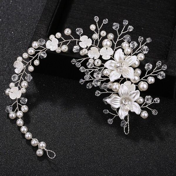 Korean Wedding Headwear Handmade Flower Bride Jewelry Wedding Disc Accessories Crystal Pearl Crown Factory Wholesale