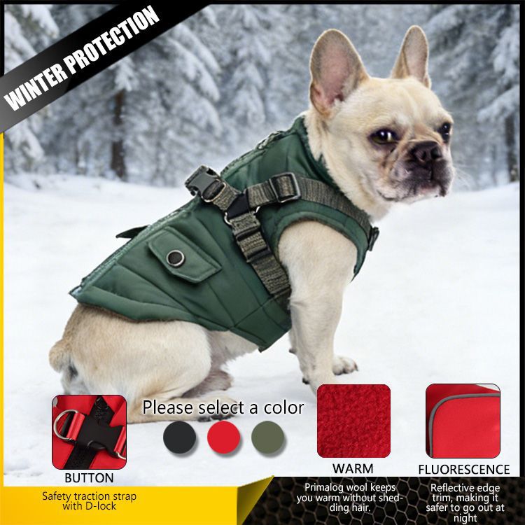 Warm Thick Dog Clothes For Autumn Winter Cotton Coats Reflective Harness Teddy Bichon Frise Cat Pet Apparel_voghion.com