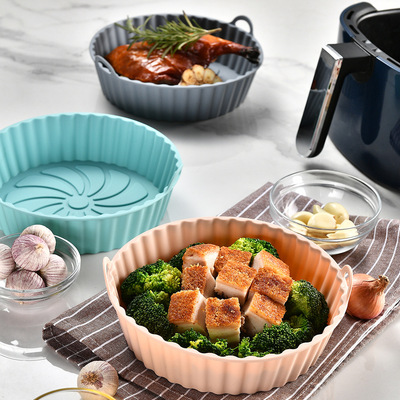 跨境圆形空气炸锅硅胶烤盘电烤炉可加热耐温烤箱内胆托盘炸锅烤垫|ms