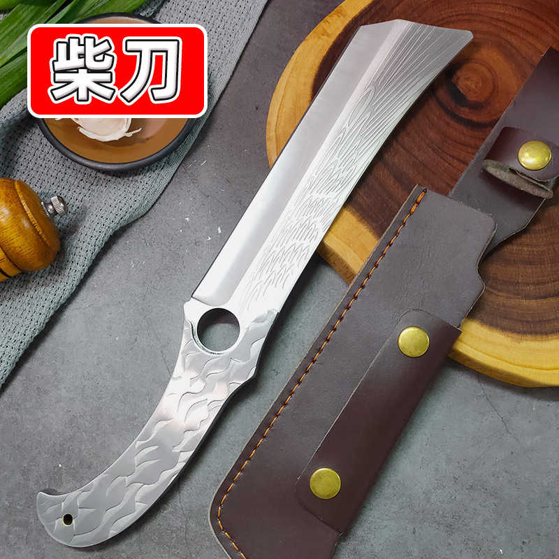 手工锻打不锈钢斩切刀分割刀菜刀切肉刀刀具家用户外露营全钢菜刀