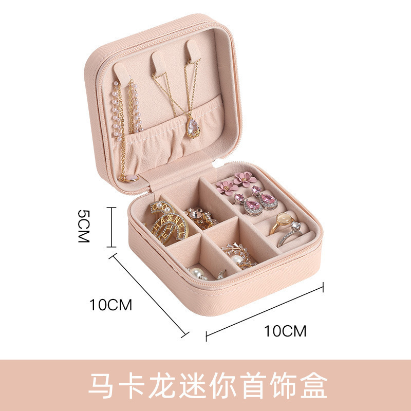 Transfronteriza mini caja de joyas portátiles pequeñas en la caja de joyas pu simple viaje collar pernos caja de joyas caja de almacenamiento