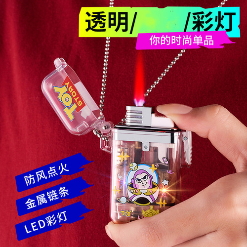 Cute windproof lighter with pink flame and glowing Kuromi girls creative personalized Valentine's Day gift for boyfriend