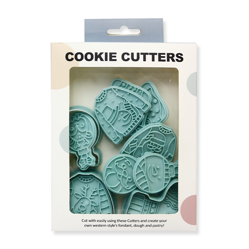 Molde de galletas de dibujos animados de Navidad para el hogar herramienta de horneado de bricolaje 3d juego de moldes de galletas de azúcar