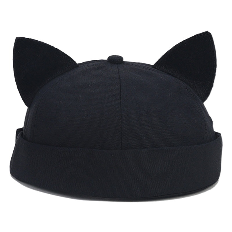 Nuevo estilo japonés lindo sombrero de piel de melón con orejas de gato de todo fósforo mujer verano versión coreana de sombrero yuppie de cúpula sin aleros sombrero de propietario de moda