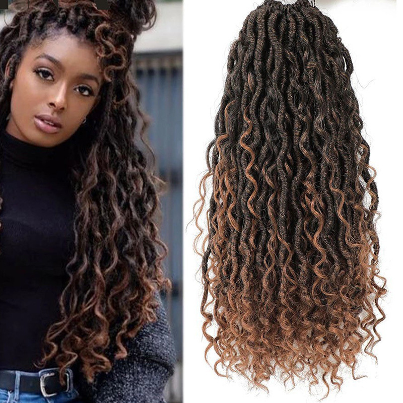 Goddess Faux Locs Curly Braids Hair Extensions Fly Hollow Braids Wig