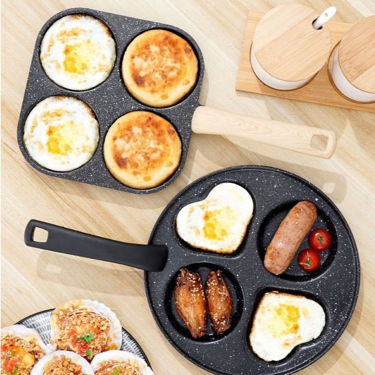 煎鸡蛋汉堡机不粘平底家用煎锅早餐烙饼煎饼锅通用四孔煎蛋