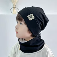 Новая детская шапка из чистого хлопка с ямой, комплект из 2 предметов, осенне-зимний двухслойная теплая вязаная шапка, Детская шапка-пуловер