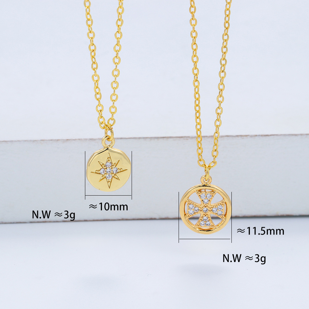 Retro Six-pointed Star Pendant Zircon Clavicle Chain Necklace display picture 3