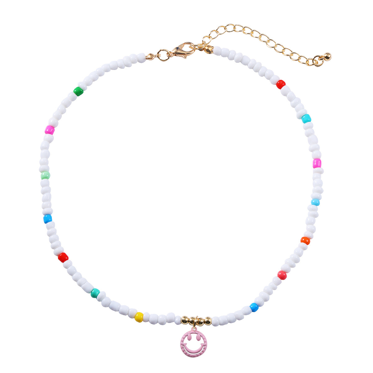fashion cute colorful smiley face pendant resin collarbone chain