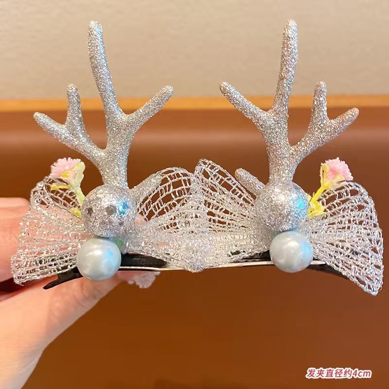 クリスマスヘアピン女の子の頭飾り鹿の角ヘアピン秋と冬のかわいいヘッドバンドヘアアクセサリー女の子クリップクリスマス装飾|undefined