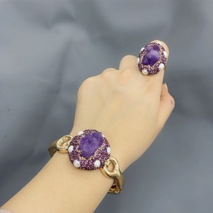 Natural amethyst bracelet, French personalized inlaid freshwater pearl color-preserving electroplating live ring, authentic