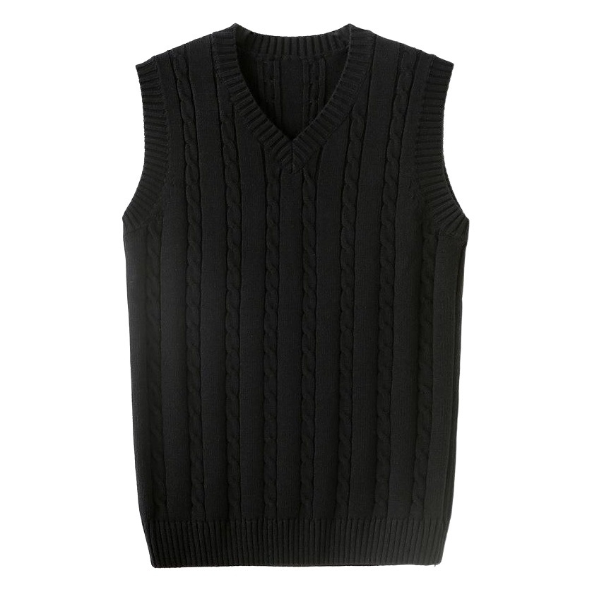 Autumn and Winter Men's Wool Vest V-Collar Sleeveless Sweater Vest Thickened Twist Solid Color Knitted Waistcoat Fashion Vest