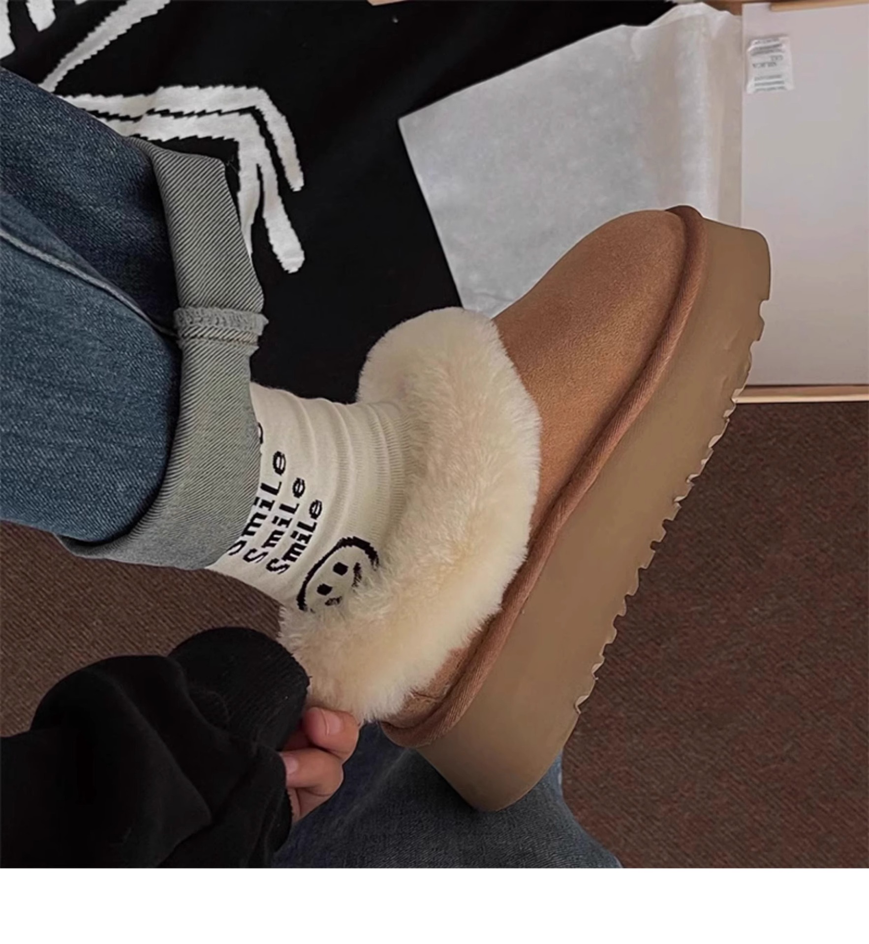 Autumn Winter Women's Ankle Boots With Thick Sole And Fur Lining_voghion.com