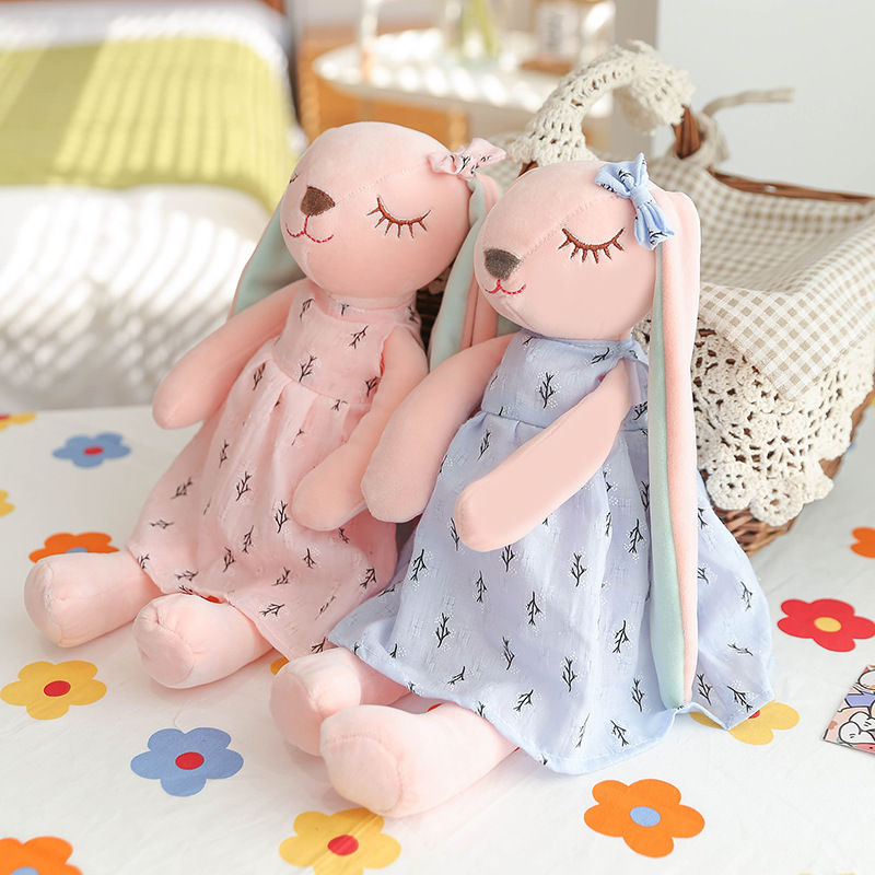 Cross-border flower skirt Anan rabbit plush toy children's comfort ear-drop rabbit doll girl birthday gift wholesale