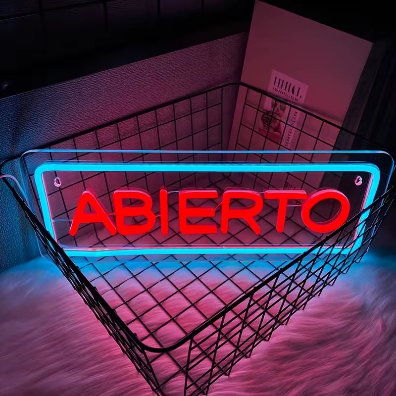 Кросс-граничный светодиодный испанский ABIERTO неоновый свет кафе бар вывеска