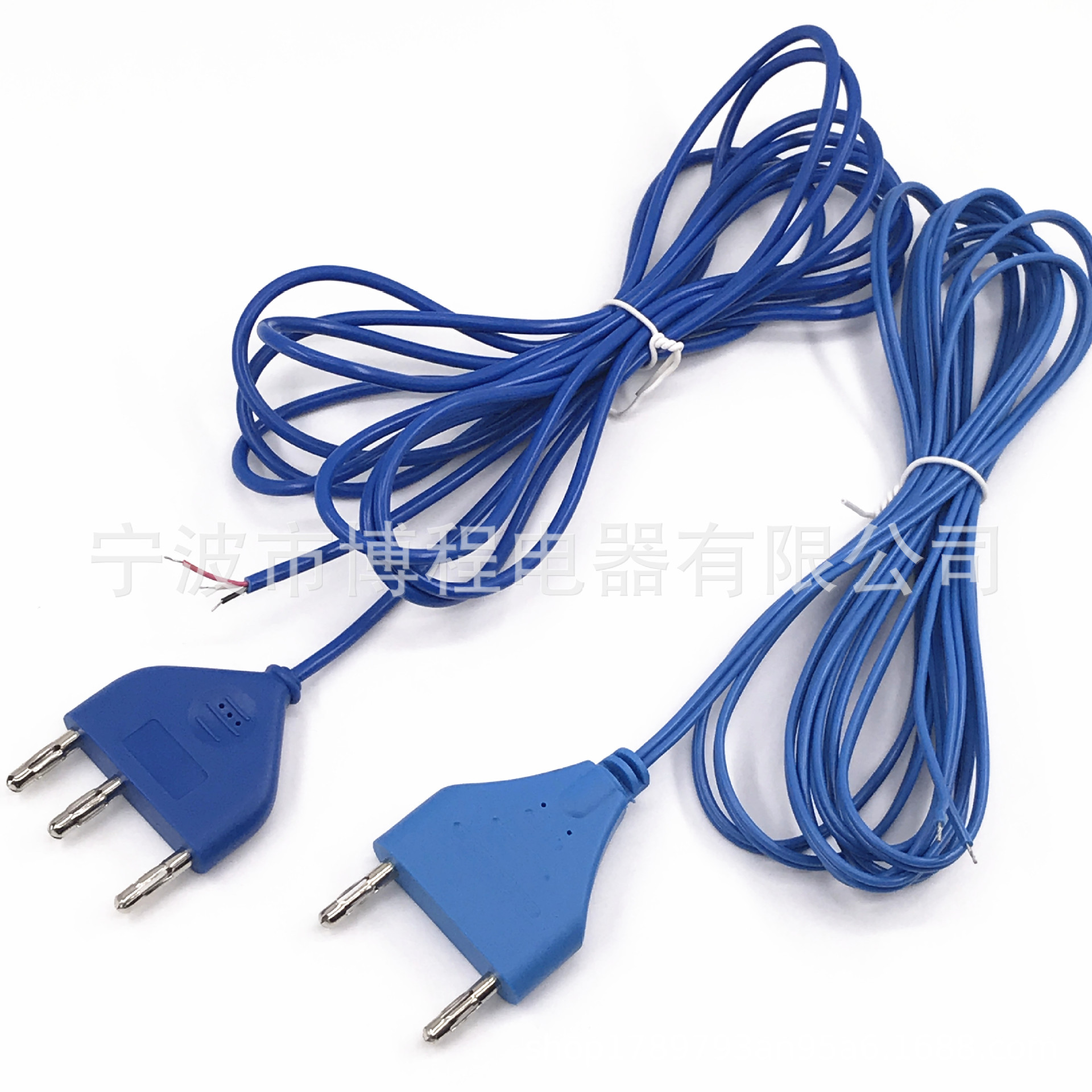 蓝色电刀笔3芯0.3平方插头电源线医疗器材电源连接线两芯医疗插头