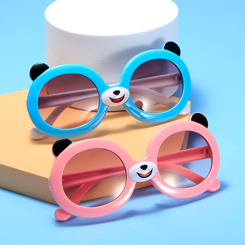 Adorable Bear Kids Sunglasses, Baby Multicolor Round Frame Sunglasses for Outdoors