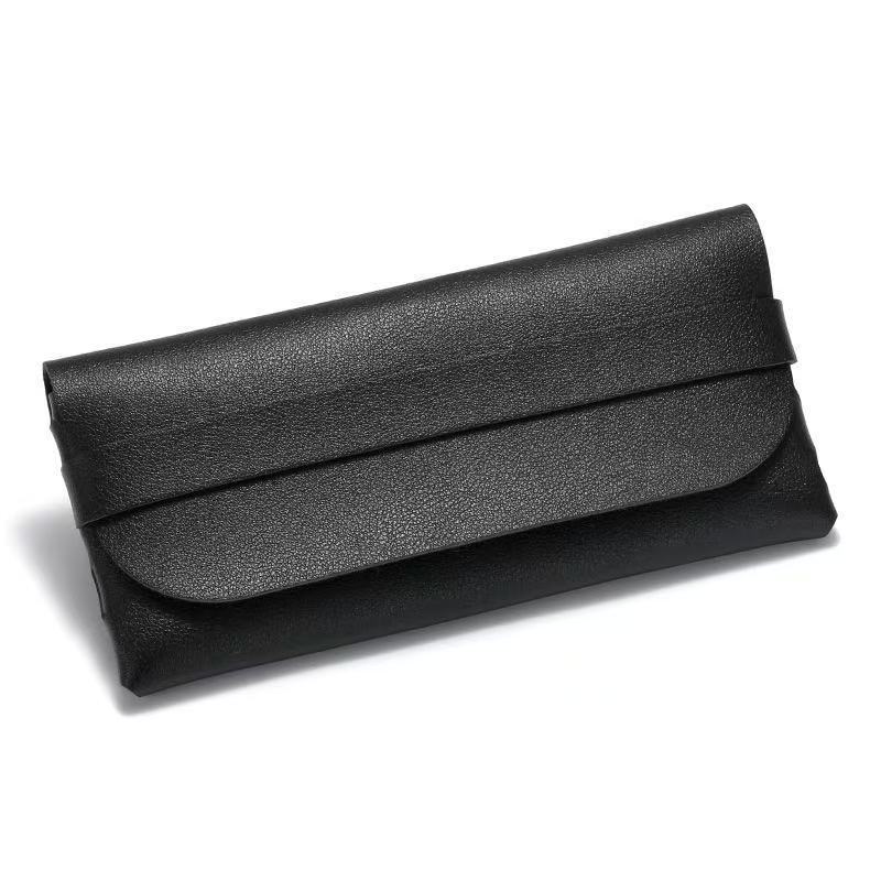 Individually Packaged Leather Eyeglass Case, Pressure-Resistant Large Sunglasses Case, Airplane Case, Eyeglass Cloth Bag, High-End Feel