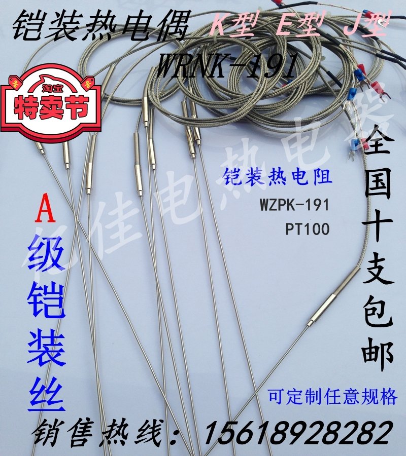 K型铠装热电偶WRNK-191/E型J型热电偶/探针热电偶/温度