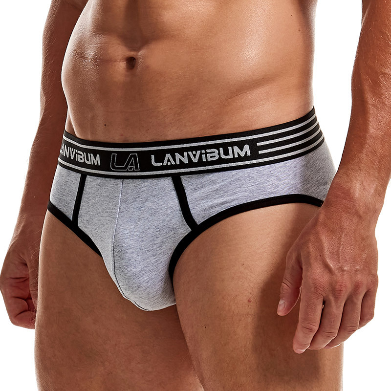 New LANVIBUM Men's Midrise Cotton Briefs - Solid Color Simple U-Shape Comfortable Men's Tri-Shape Underwear