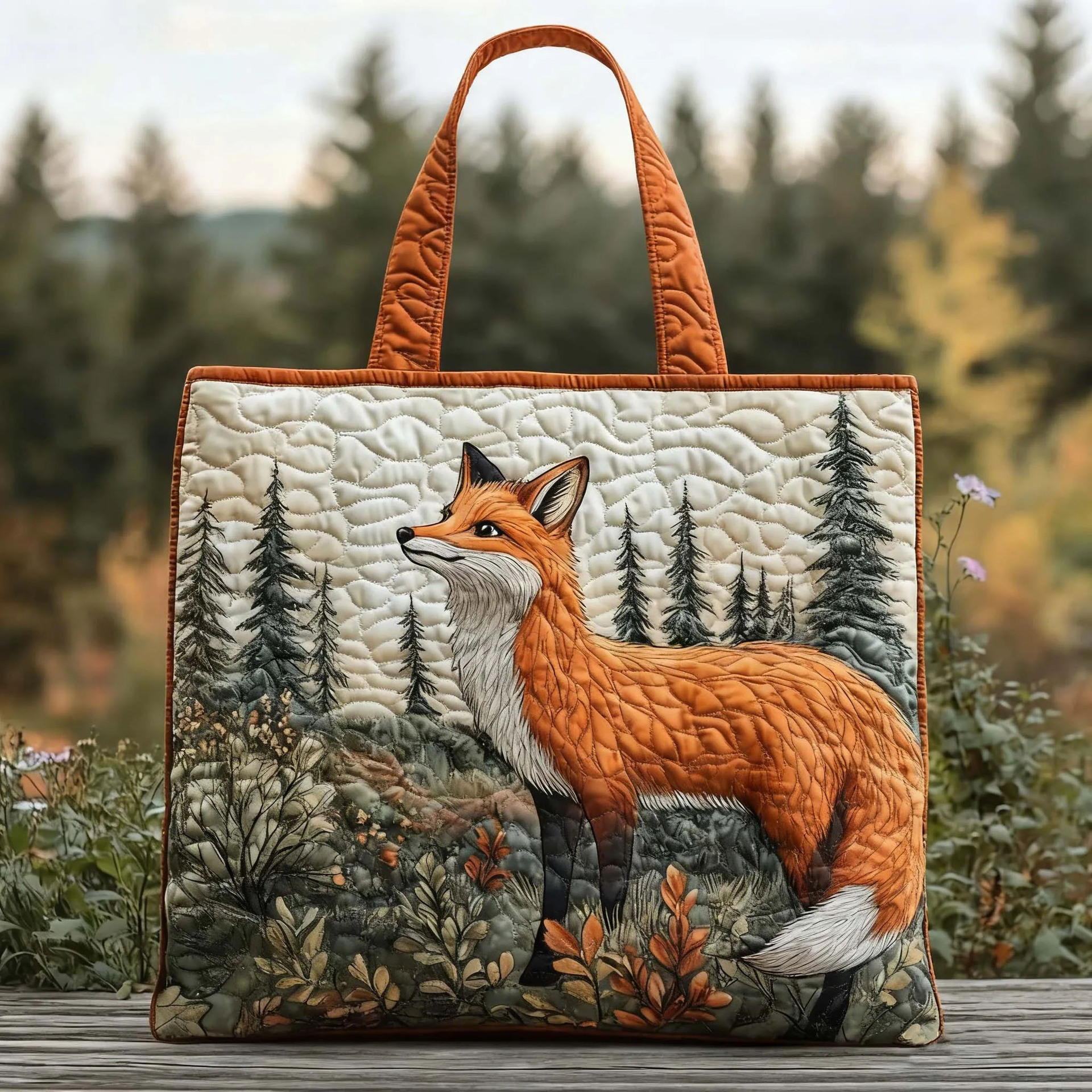 Cross-border handmade TOTE bag with jungle fox, sea turtle, sheep, and book patterns travel bag