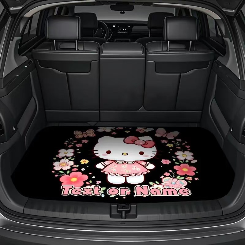 TEMU branded and shipped cute Hello Kitty car trunk mat, dirt-resistant, dust-proof, non-slip, easy to maintain car floor mat