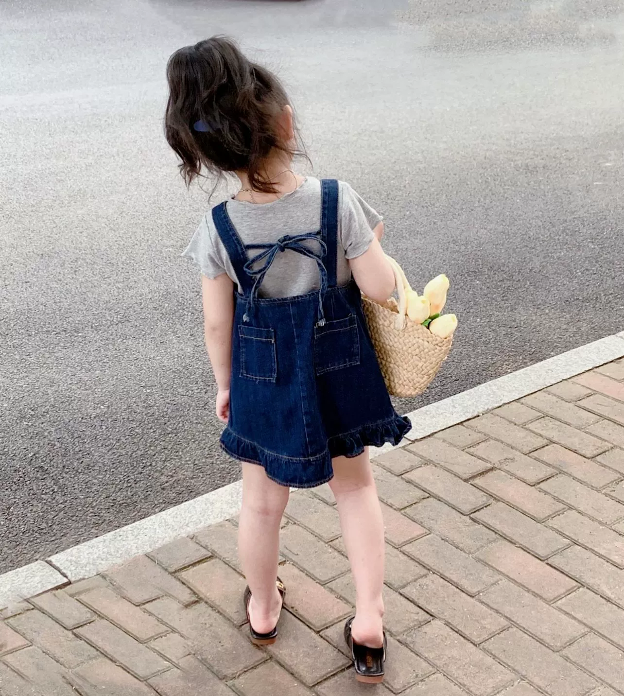 Summer short sleeve T-shirt, denim summer dress, children's clothing