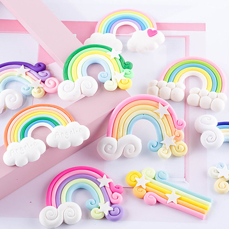 New simulation Star Rainbow clay accessories diy homemade mobile phone shell material decoration keychain pendant wholesale