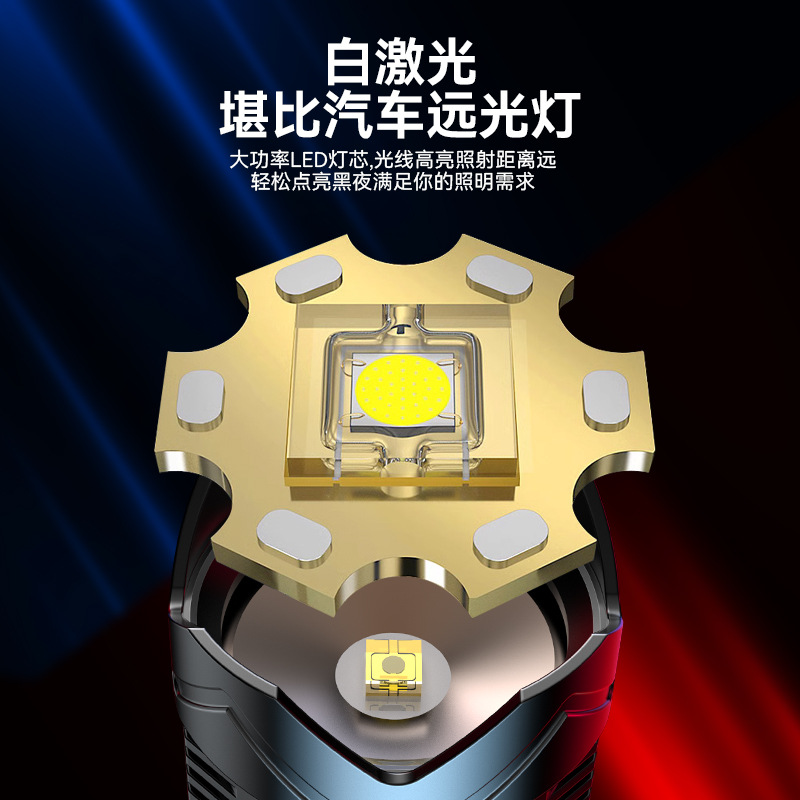 Transfronterizo nueva pantalla digital mejorada linterna de luz fuerte carga Super brillante doble abierta al aire libre especial linterna telescópica