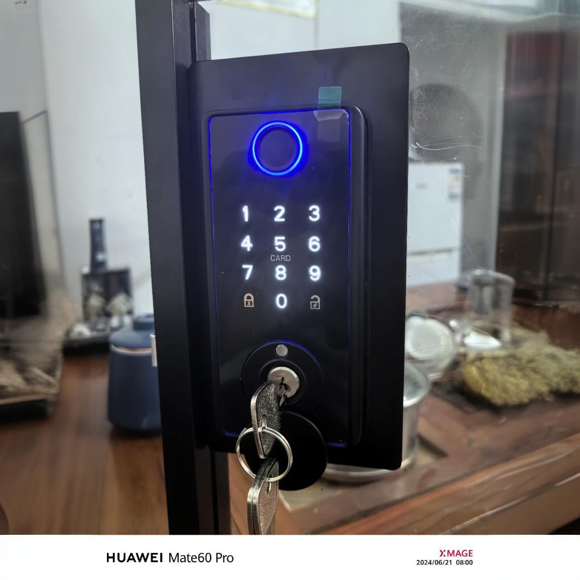 推拉门指纹锁极窄极窄边框密码锁智能感应解锁指纹解锁