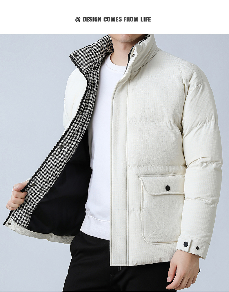 Veste en coton ample à col montant pour homme, vêtement d'hiver épais et chaud, version coréenne_voghion.com
