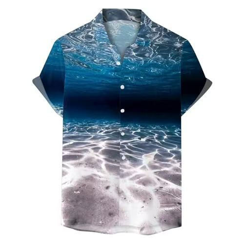 Amazon Cross-Border European and American Hawaiian Shirts 3D Printed Men's Shirts Trendy Casual Men's Short-Sleeved Button-Down Shirts