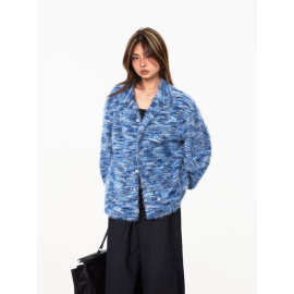 KNY跨境美式复古混色马小香风外套女早春新款宽松显瘦百搭上衣潮