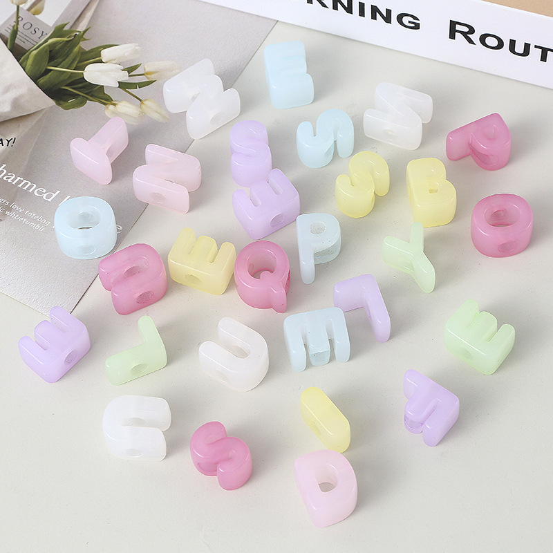 26 English Alphabet Letters Large Hole Macaron Handmade Cross-Border DIY Beads Wholesale Phone Chain Bag Pendant Loose Beads