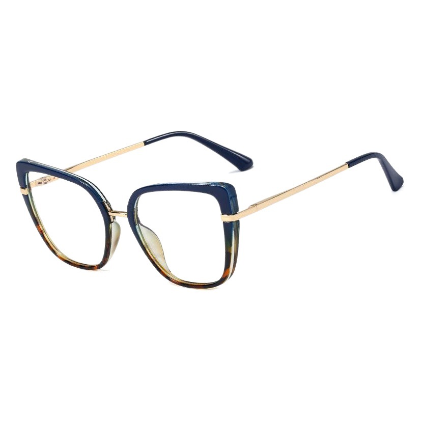 95280 nuevo retro Comercio exterior marco artístico gafas de mujer adelgazamiento anti-azul gafas de luz metal TR90 gafas lisas marco