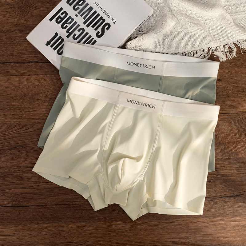 Verano helado sensación fría transpirable sin marcas antibacterianas pantalones de hombre sudor absorción de color sólido cuadrícula al por mayor