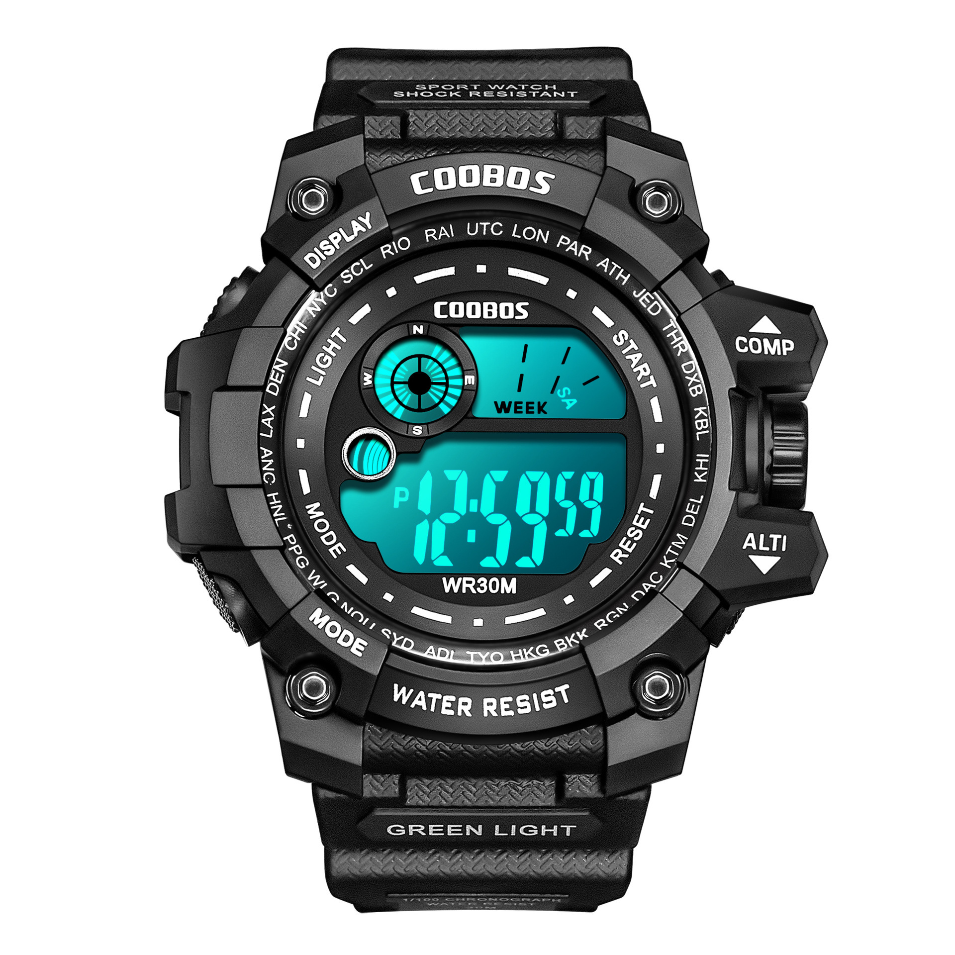 Men's Sports Letter Buckle Electronic Watch display picture 2