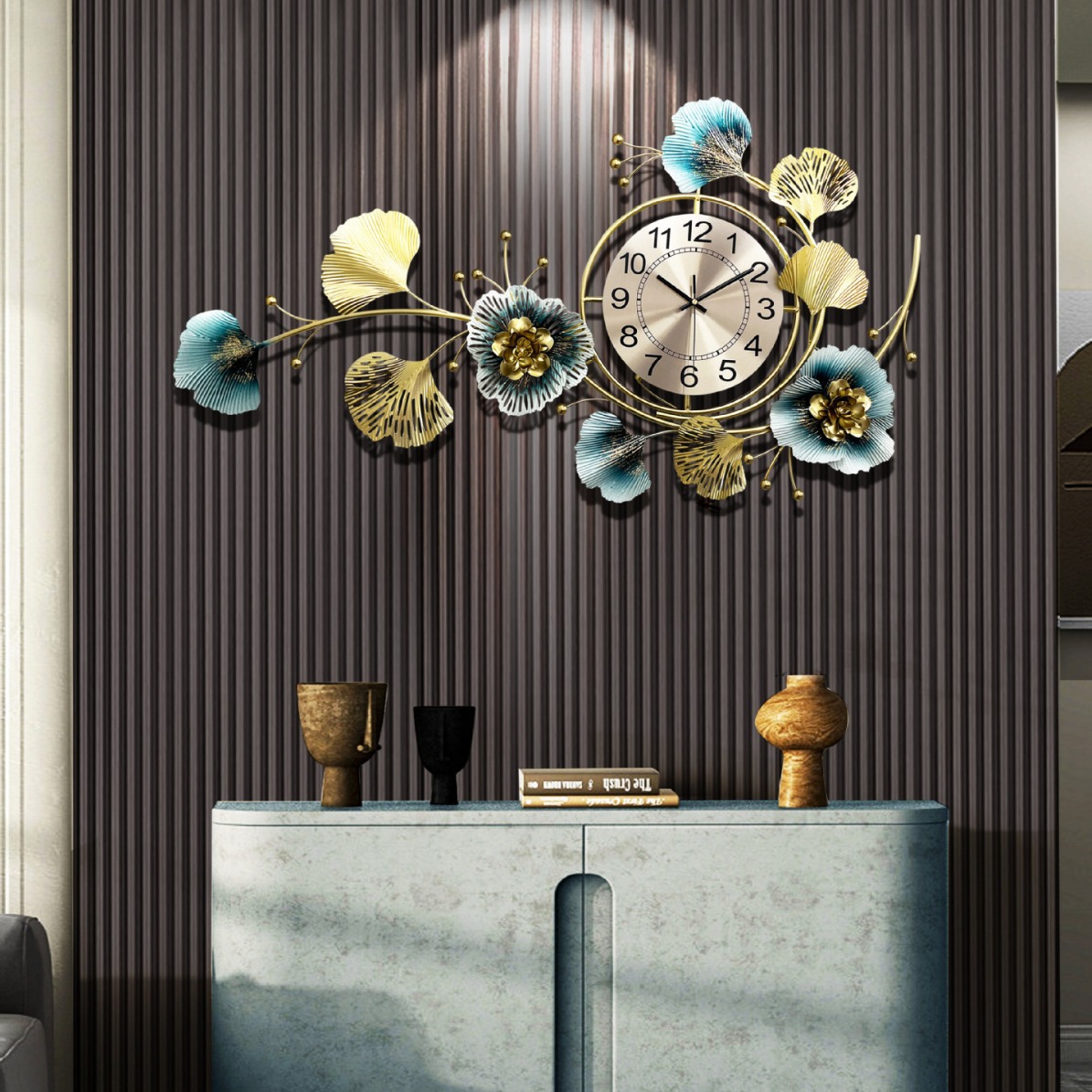 Reloj de pared de hierro forjado moderno y simple de lujo silencioso sala de estar relojes de moda nórdicos creativos relojes de pared decoración transfronteriza