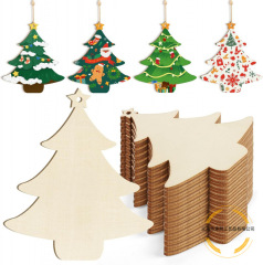 クロスボーダー木製クリスマスツリー穴付き DIY ギフトタグ子供用手描きクリスマスツリーウッドチップクリスマスデコレーション