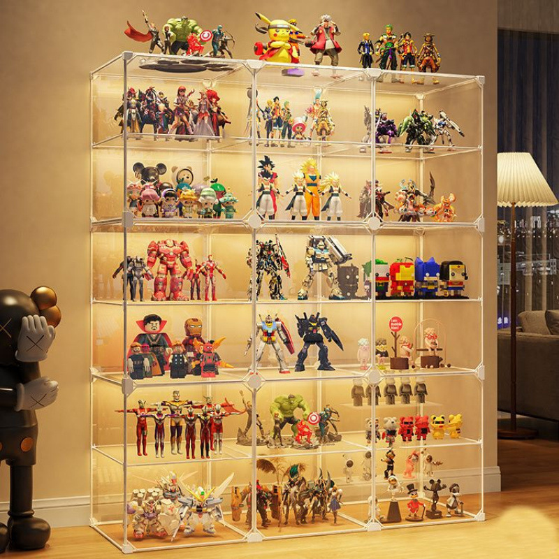 仿亚克力实惠积木摆件高达模型玩具陈列架子手办乐高展示柜收纳盒