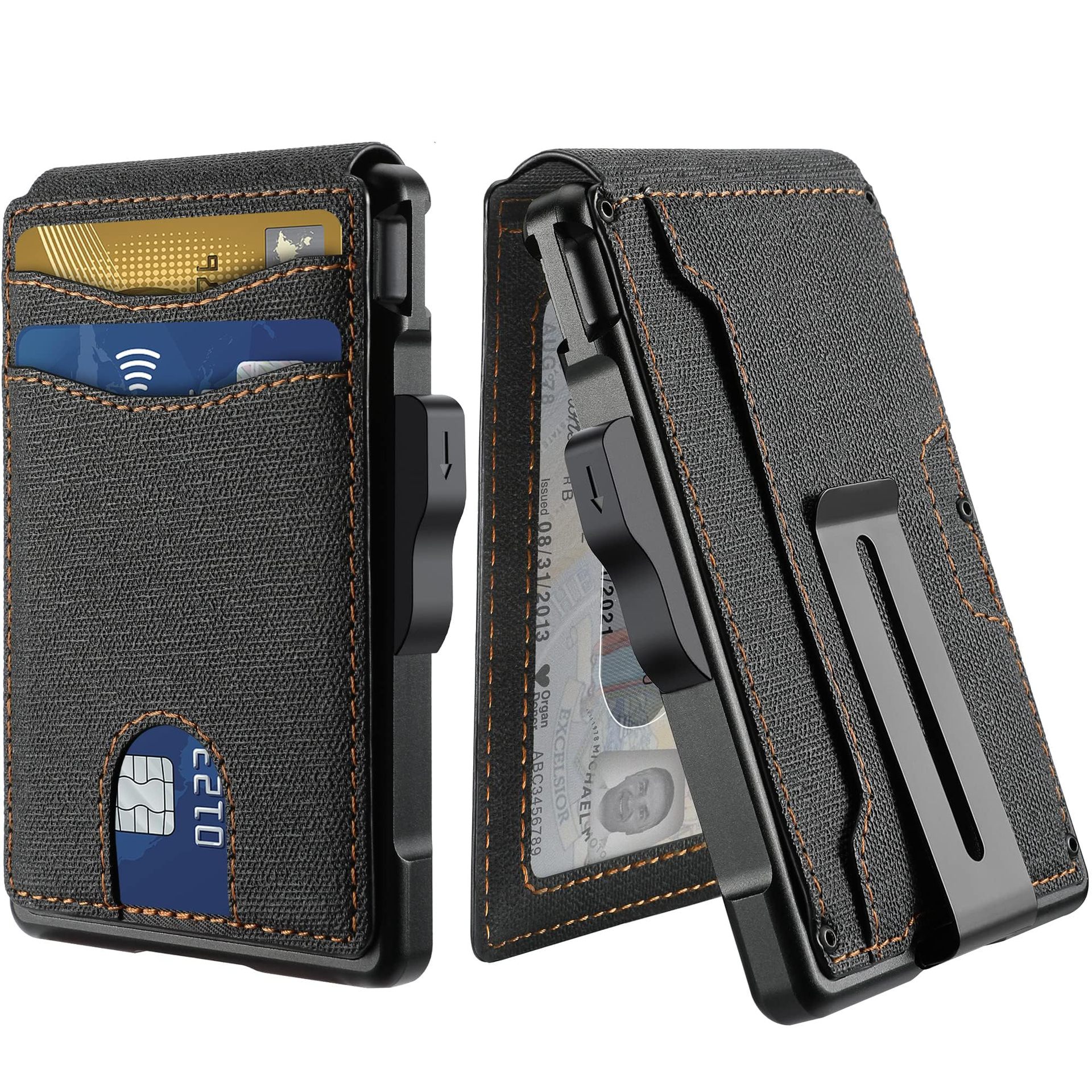 Transfronteriza nuevo metal cartera de los hombres de bienes genuinos de fibra de carbono tarjeta de crédito caso Flip titular de la tarjeta de gran capacidad titular de la tarjeta de la cartera