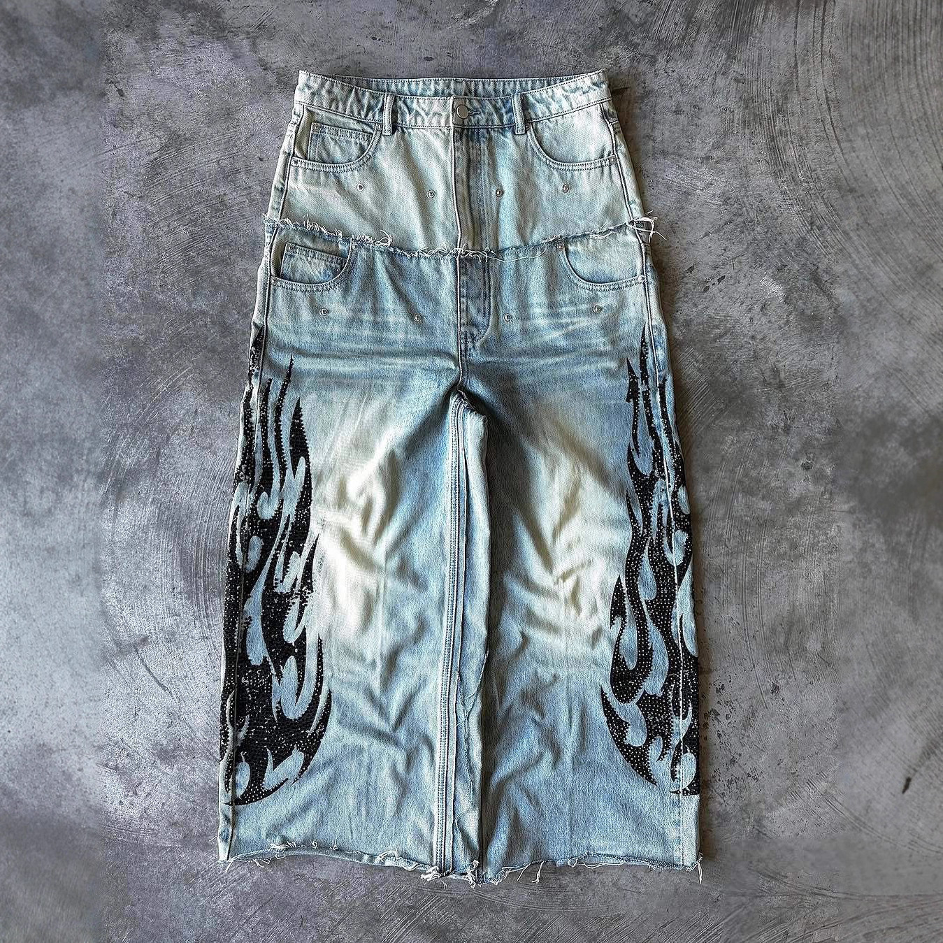 Europa y América transfronterizos y2k estilo de estilo de estilo de alta calle impresa jeans personalidad callejera casual pantalones de piernas anchas