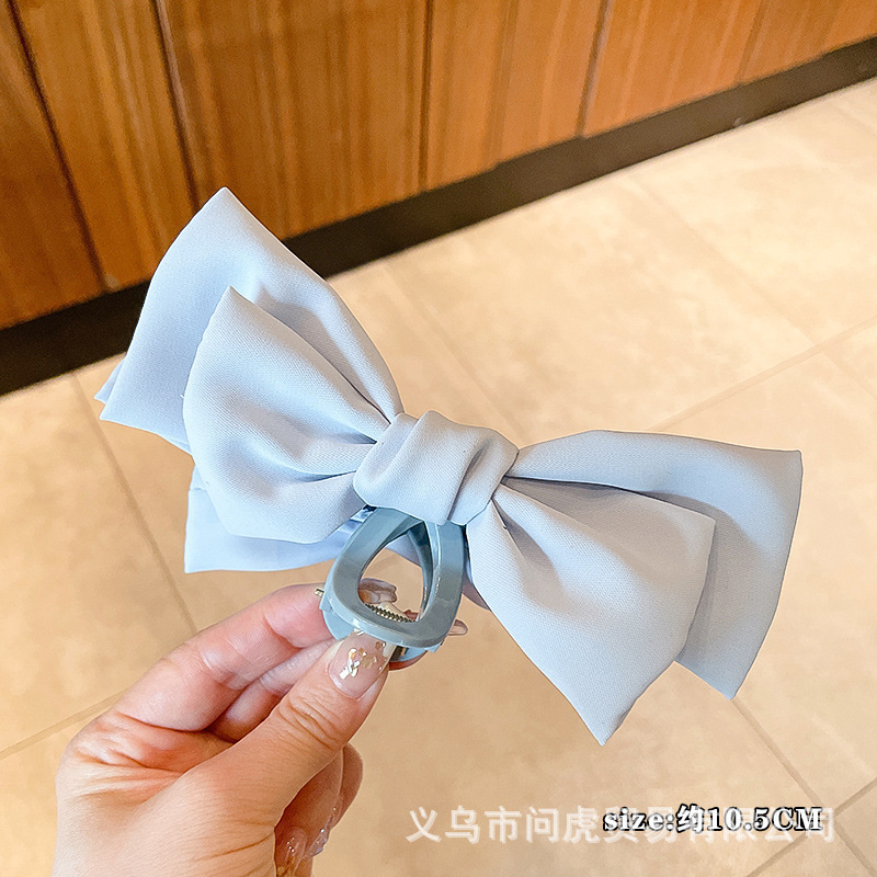 黑色缎面蝴蝶结抓夹女高级感2025新款后脑勺发夹气质头发夹子头饰|undefined