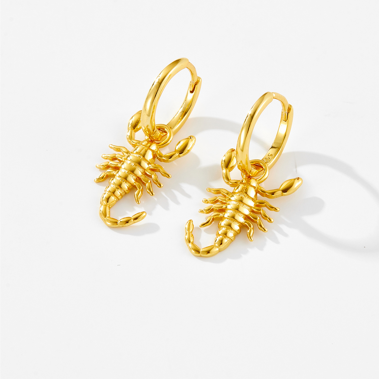 Holiday, Daily Occasion 925 Sterling Silver Material 1 Pair 18K Gold Plated 925 Sterling Silver Scorpion Drop Earrings